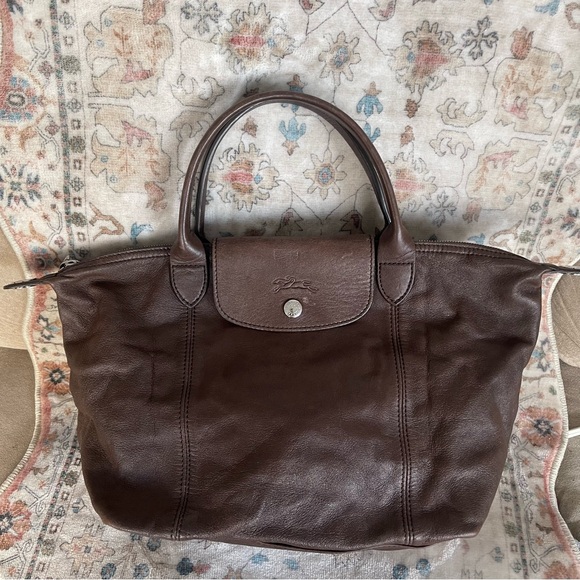 Longchamp Dark Brown LePliage Cuir Leather Tote - Picture 2 of 15